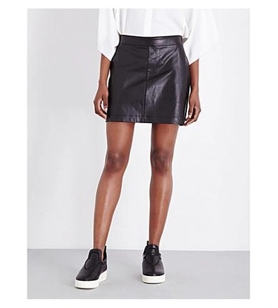 Shop Helmut Lang High-rise Stretch-leather Skirt In Black