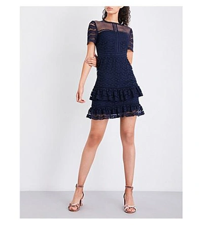 Shop Whistles Indria Lace Dress In Navy