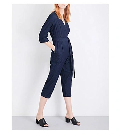 Shop Whistles Wrap-front Denim Jumpsuit In Blue