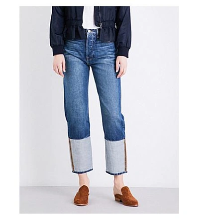 Shop Frame Le Original Cuffed High-rise Boyfriend-fit Jeans In Nimes