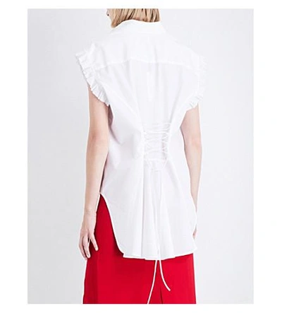 Shop Tome Lace-up Cotton-poplin Shirt In White