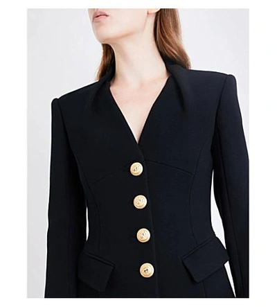 Shop Balmain Single-breasted Wool And Silk-blend Blazer In Noir