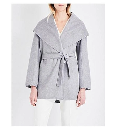 Shop Max Mara Paglie Cashmere Wrap Coat In Grey