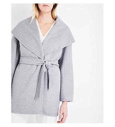 Shop Max Mara Paglie Cashmere Wrap Coat In Grey