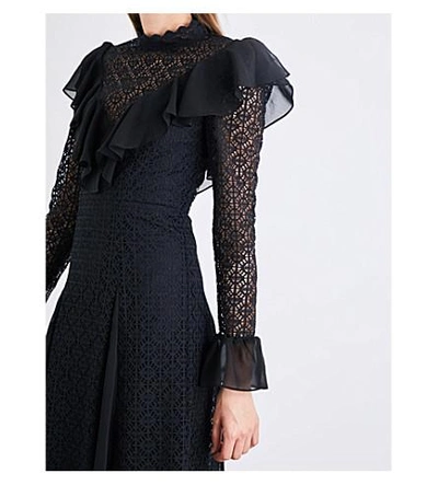 Shop Temperley London Prairie High-neck Lace Dress In Black