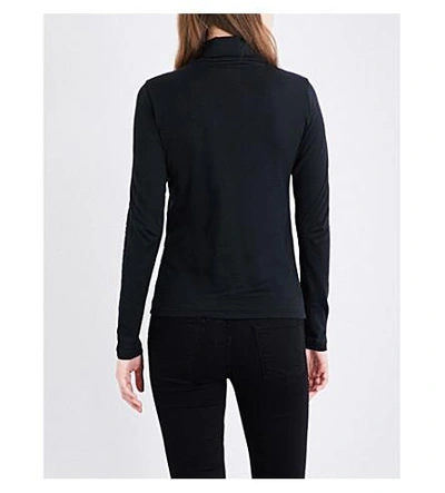 Shop Sunspel Turtleneck Cotton-jersey Top In Black
