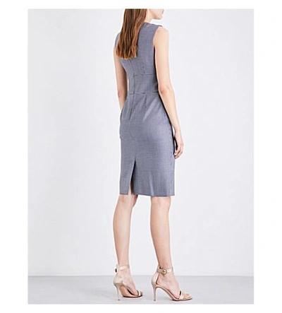 Shop Max Mara Cerea Houndstooth Wool-blend Pencil Dress In Navy