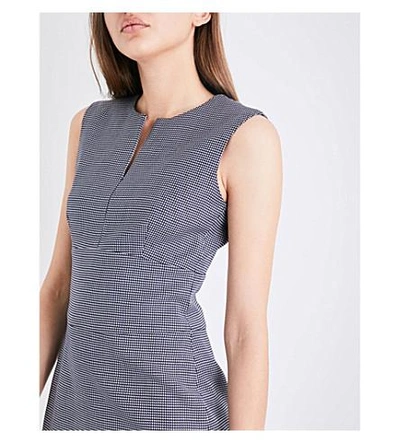 Shop Max Mara Cerea Houndstooth Wool-blend Pencil Dress In Navy