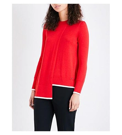 Shop Ted Baker Colour By Numbers Ginati Asymmetric Cotton-blend Sweater In Orange