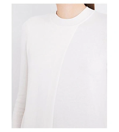 Shop Ted Baker Colour By Numbers Ginati Asymmetric Cotton-blend Sweater In Ivory