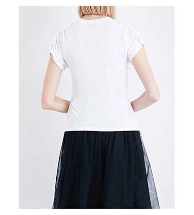 Shop Simone Rocha Smocked Cotton-jersey T-shirt In White