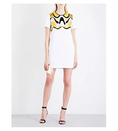 Shop Emilio Pucci Sequin-embellished Twill Mini Dress In White