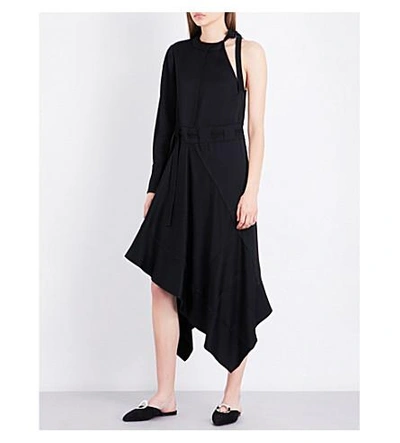 Shop Proenza Schouler One-shouldered Woven Dress In Black
