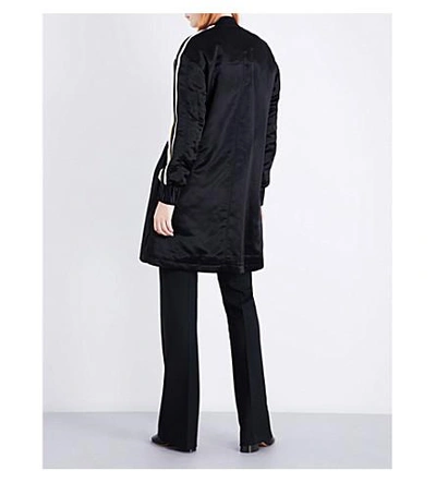 Shop Victoria Victoria Beckham Contrast-trim Satin Bomber Jacket In Black