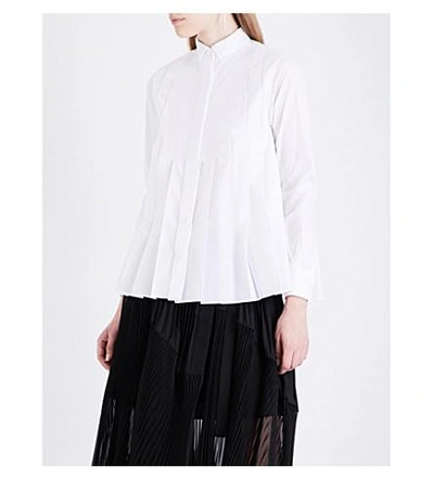 Shop Sacai Pleated Jersey Shirt In White