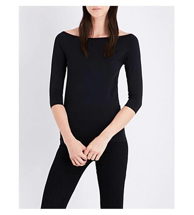 Shop Helmut Lang Off-the-shoulder Jersey Top In Black