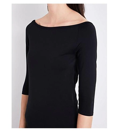 Shop Helmut Lang Off-the-shoulder Jersey Top In Black
