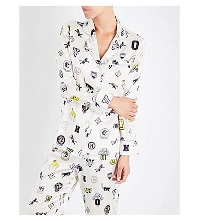 Shop Olivia Von Halle Lila Crystal Silk-satin Pyjama Set