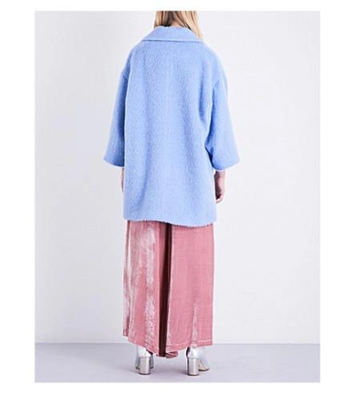 Shop Vivetta Sore Oversized Wool-blend Coat In Blue