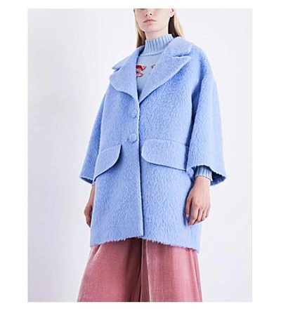 Shop Vivetta Sore Oversized Wool-blend Coat In Blue