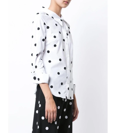 Shop Monse White & Black Polka Dot Shirt  In Black/white