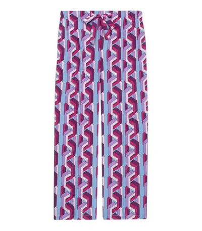 Shop Gucci Pink Multicolor Web Chain Print Silk Pajama Pant