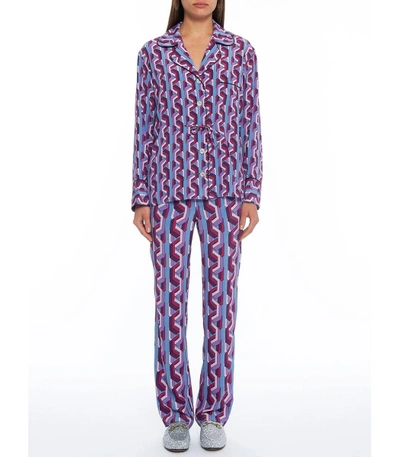 Shop Gucci Pink Multicolor Web Chain Print Silk Pajama Pant