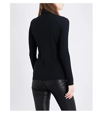 Shop Vince Turtleneck Ribbed Jersey Top In Black