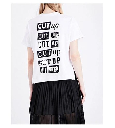 Shop Sacai Cut Up Cotton-jersey T-shirt In White