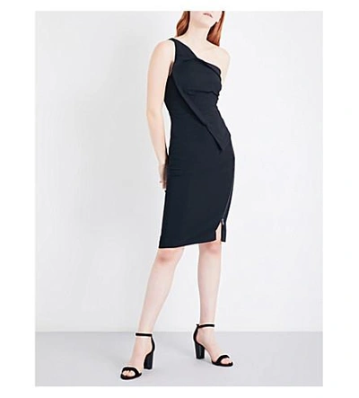 Shop Antonio Berardi Asymmetric Stretch-crepe Dress In Nero