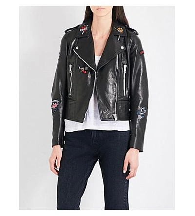 Shop Belstaff Marving Leather Jacket In Black