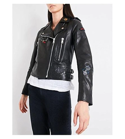 Shop Belstaff Marving Leather Jacket In Black