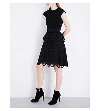 Shop Antonio Berardi Lace-detailed Embroidered Dress In Nero