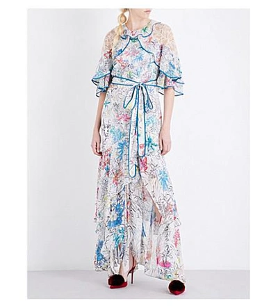 Shop Peter Pilotto Floral-print Silk-georgette Dress In White