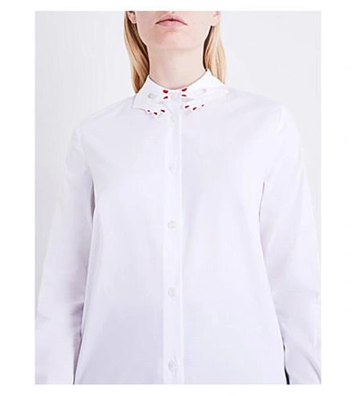 Shop Vivetta Freetown Hand-embroidered Cotton Shirt In White