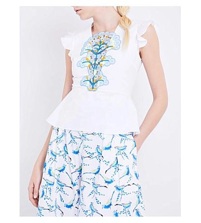 Shop Peter Pilotto Lace-detailed Cotton Top In White