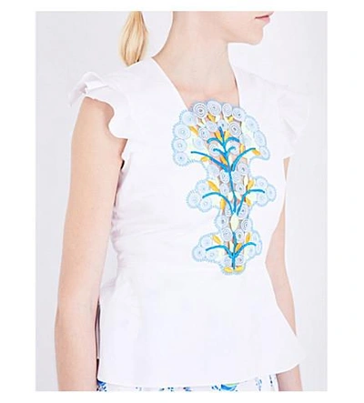 Shop Peter Pilotto Lace-detailed Cotton Top In White