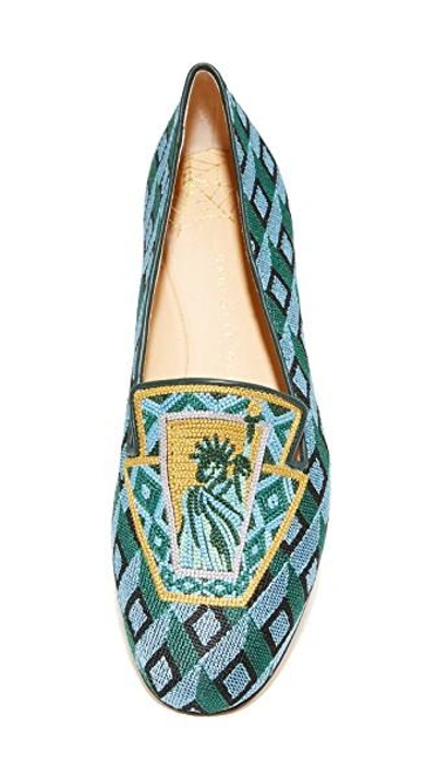 Shop Charlotte Olympia Lady Liberty Slippers In Multi