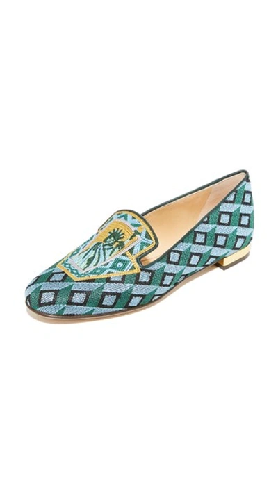 Shop Charlotte Olympia Lady Liberty Slippers In Multi