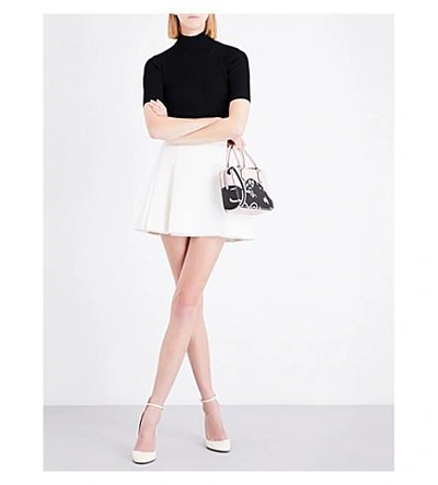 Shop Valentino Pleated Wool And Cashmere-blend Mini Skirt In Ivory
