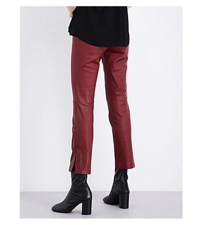 Shop Helmut Lang Skinny Straight Leather Pants In Ruby