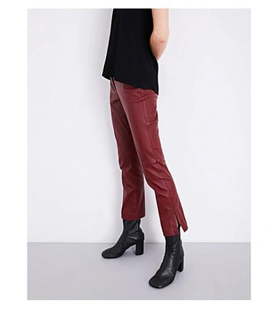 Shop Helmut Lang Skinny Straight Leather Pants In Ruby