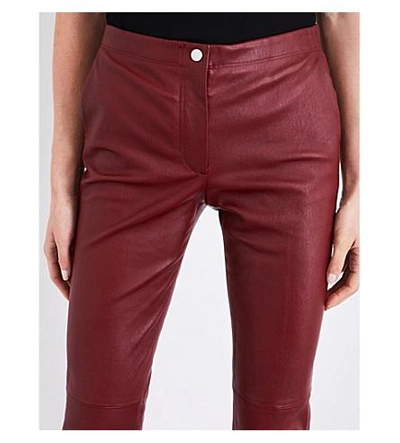 Shop Helmut Lang Skinny Straight Leather Pants In Ruby