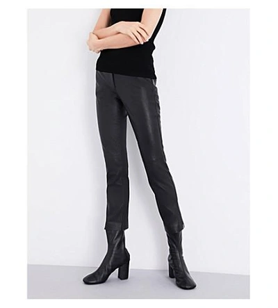 Shop Helmut Lang Skinny Straight Leather Pants In Black