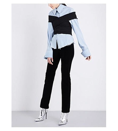 Shop Marc Jacobs Straight High-rise Velvet Pants In Black