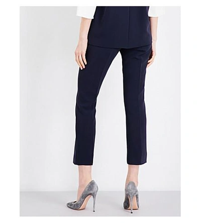 Shop Max Mara Alcano Straight Crepe Pants In Navy