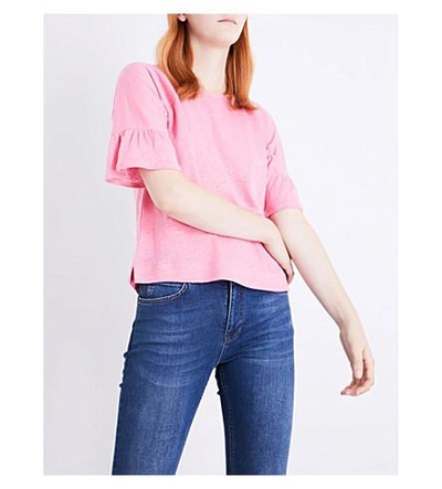 Shop Whistles Frilled Linen Top In Pink