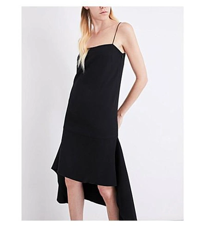 Shop Dion Lee Spaghetti-strap Crepe Dress In Black