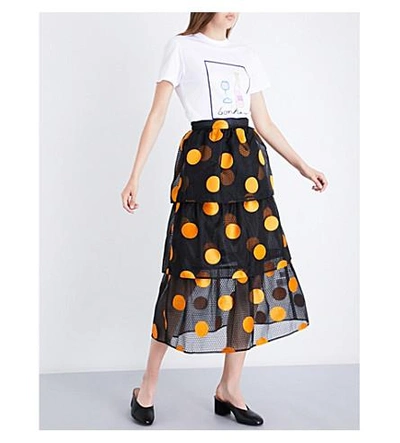 Shop Ganni Sartre Embroidered Skirt In Black