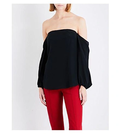 Shop Theory Laureema Off-the-shoulder Silk-blend Top In Black